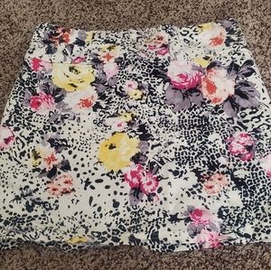 Animal print floral mini skirt